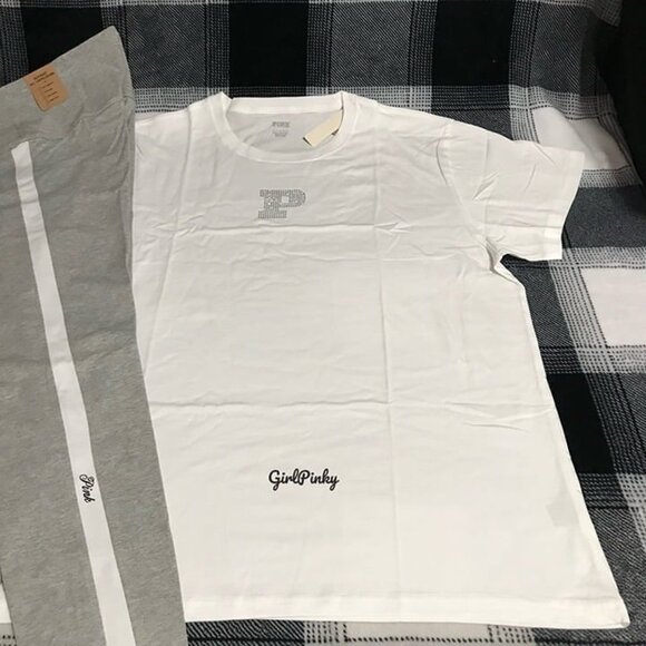 victoria secret PINK leggings OUTFIT WITH CAMPUS BLING TEE SIZE EXTRA LARGE - Picture 5 of 10